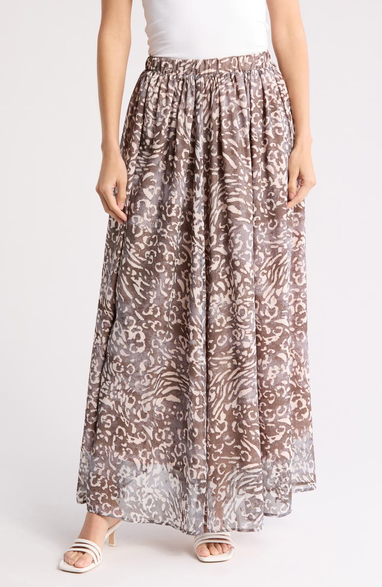 Renee C Animal Print Maxi Skirt, Main, color, Charcoal