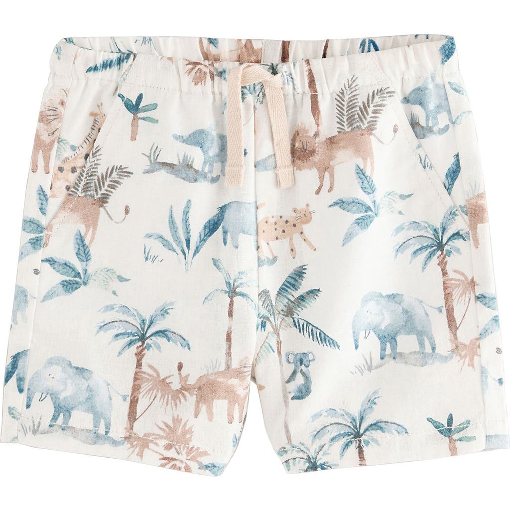 NEXT NEXT KIDS' DINO PRINT LINEN & COTTON DRAWSTRING SHORTS