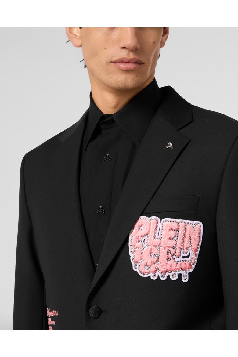 Gigolo Fit Blazer Ice Cream Patches Men, Alternate, color, black
