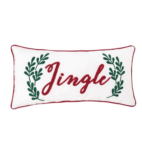 Jingle Sprig Chainstitch Christmas Throw Pillow, 18" x 18"