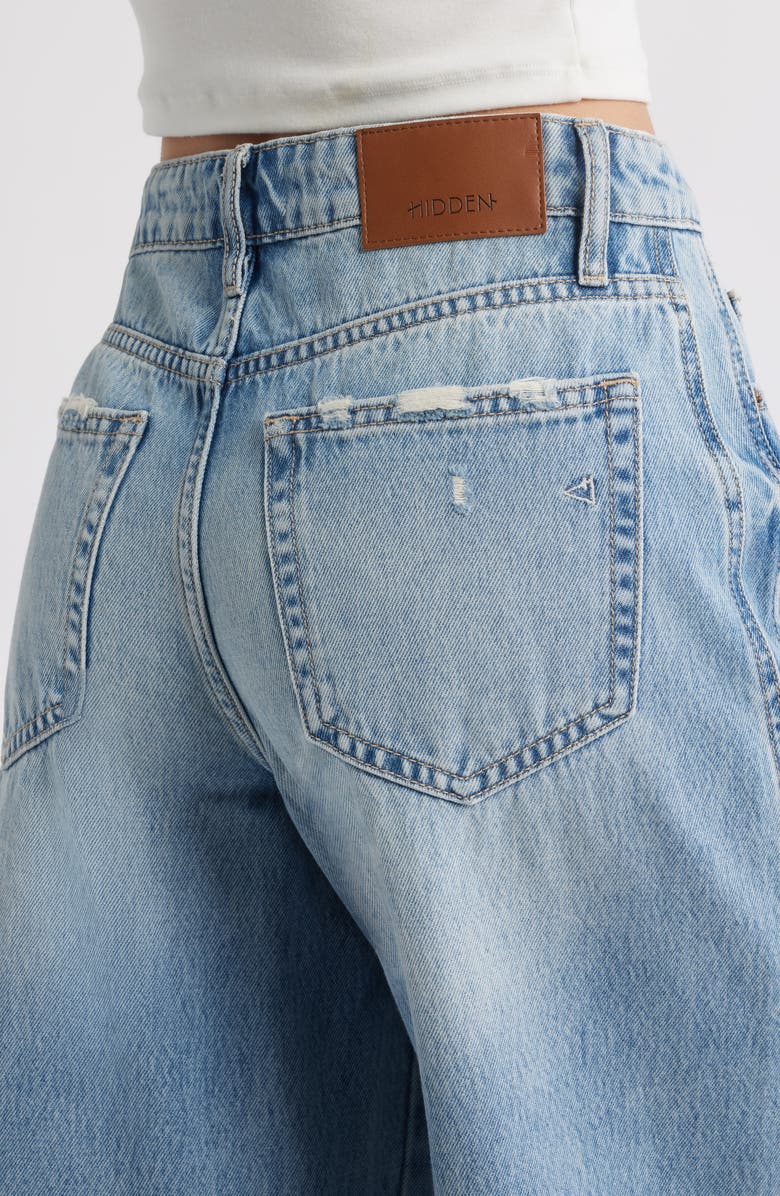 HIDDEN JEANS Distressted Cuff Wide Leg Jeans, Alternate, color, Med.wash