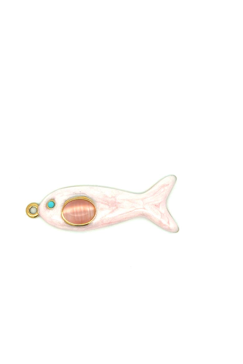Pink Enamel Fish Pendant, Main, color, Pink/Gold