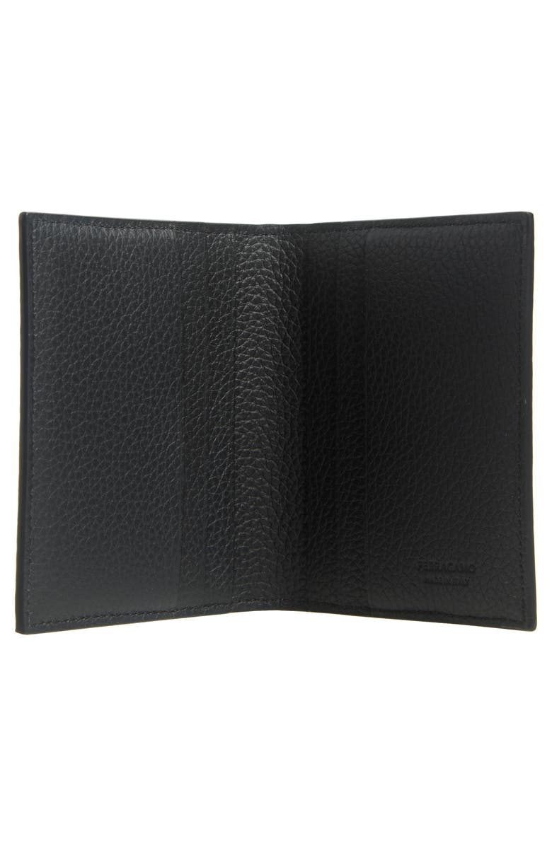 FERRAGAMO Gancio Monogram Vertical Leather Bifold Wallet, Alternate, color, Nero/ Grigio Flame Red