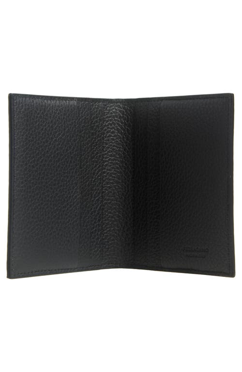 Ferragamo Gancio Monogram Vertical Leather Bifold Wallet In Nero/grigio Flame Red