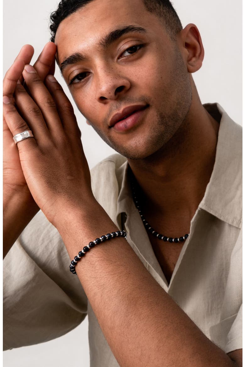 Men's  Pearl Halo Bracelet, Alternate, color, Black
