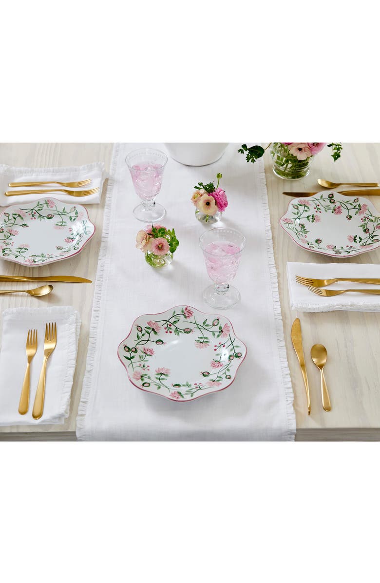 Solino Home Linen Table Runner for Dining Table, Holiday and Everyday Table Decor - Juliette Ruffle, Alternate, color, White