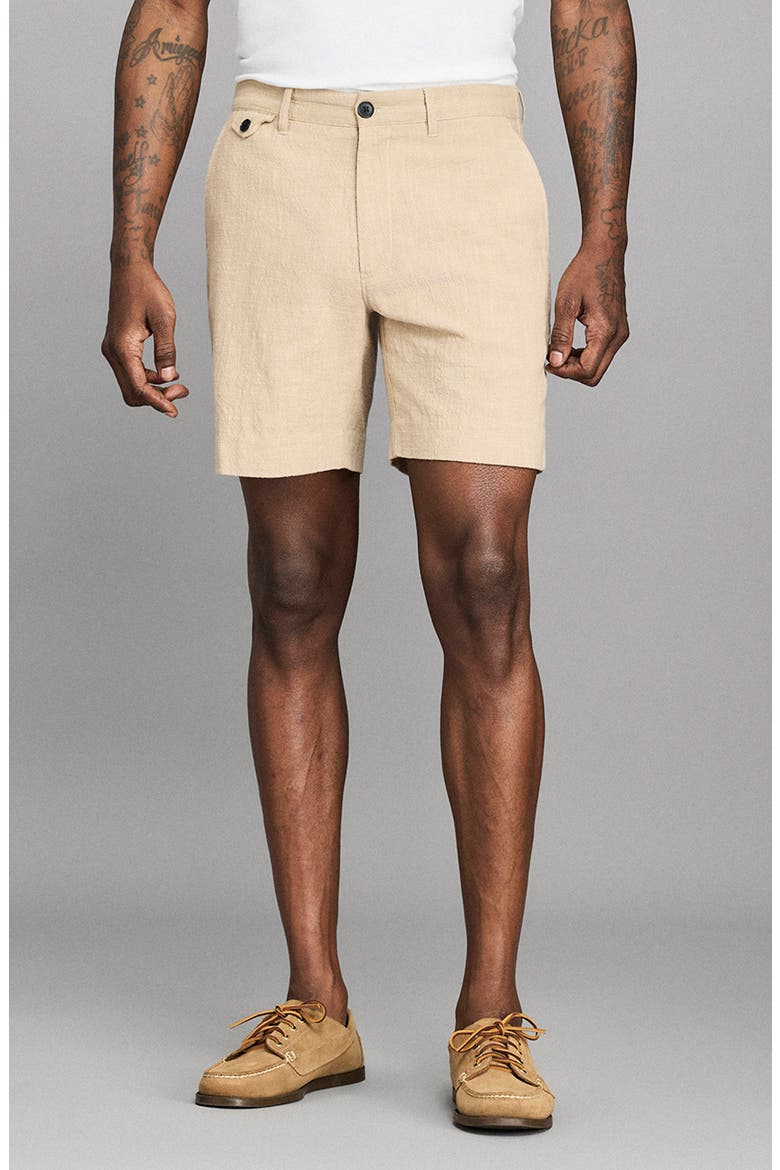 Moore Slub Cotton Shorts, Main, color, KHAKI