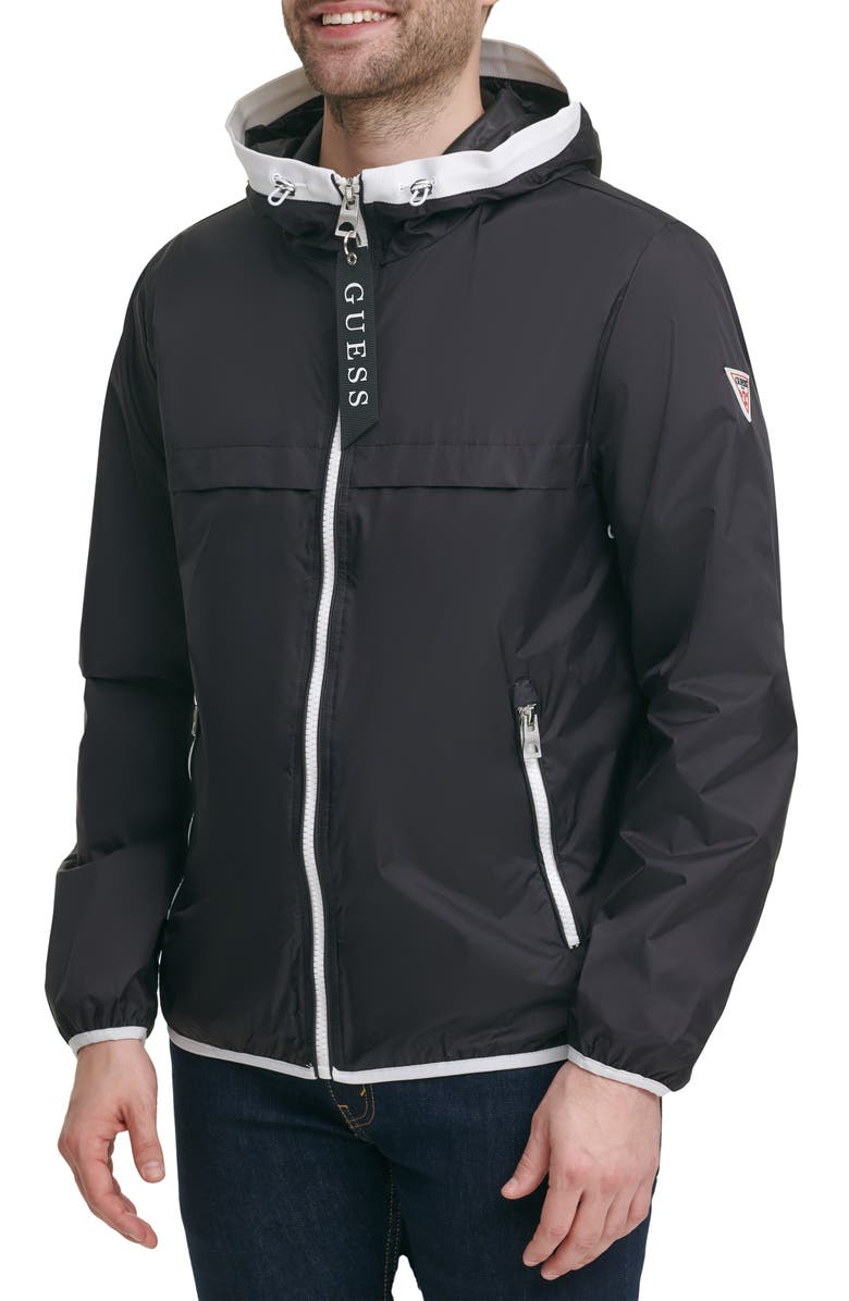 GUESS Nylon Hooded Windbreaker, Alternate, color,