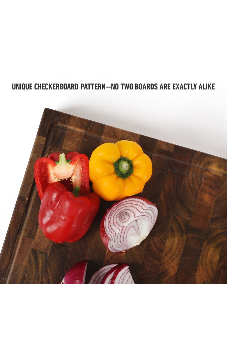 Edge Guard End Grain Acacia Wood Butcher Block Reversible Cutting Board, Alternate, color, Natural