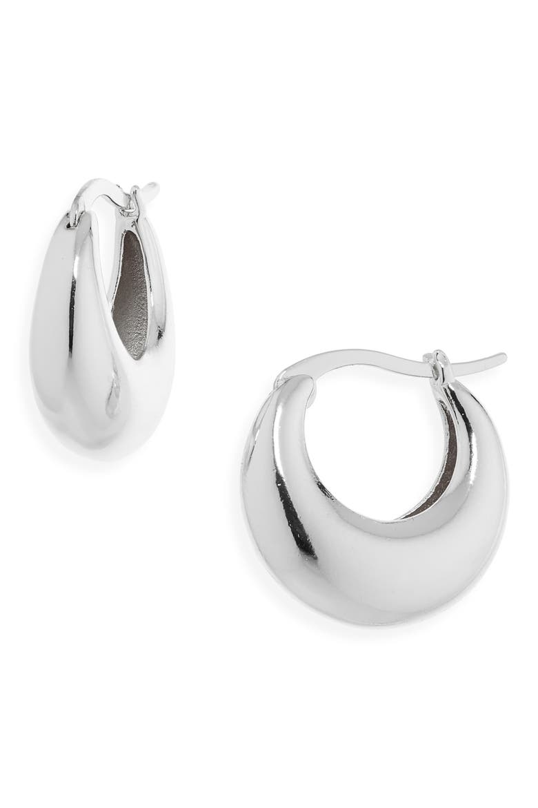 Demi Fine Dome Hoop Earrings, Main, color, STERLING SILVER PLATED