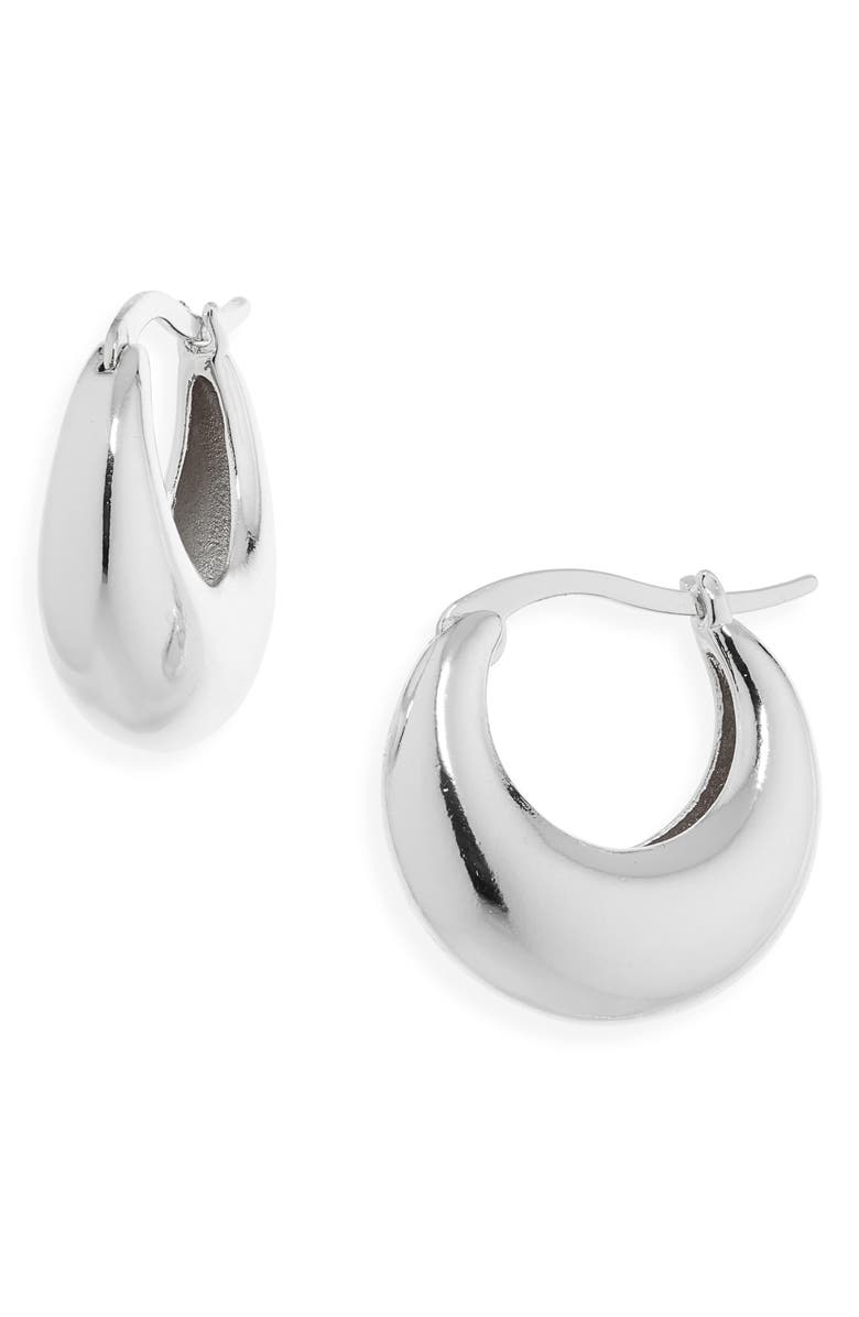 Nordstrom Demi Fine Dome Hoop Earrings, Main, color, Sterling Silver Plated