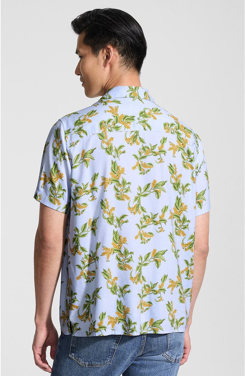 Lands' End Short Sleeve Camp Collar Hawaiian Shirt, Alternate, color, Slate Blue Stipple Palm