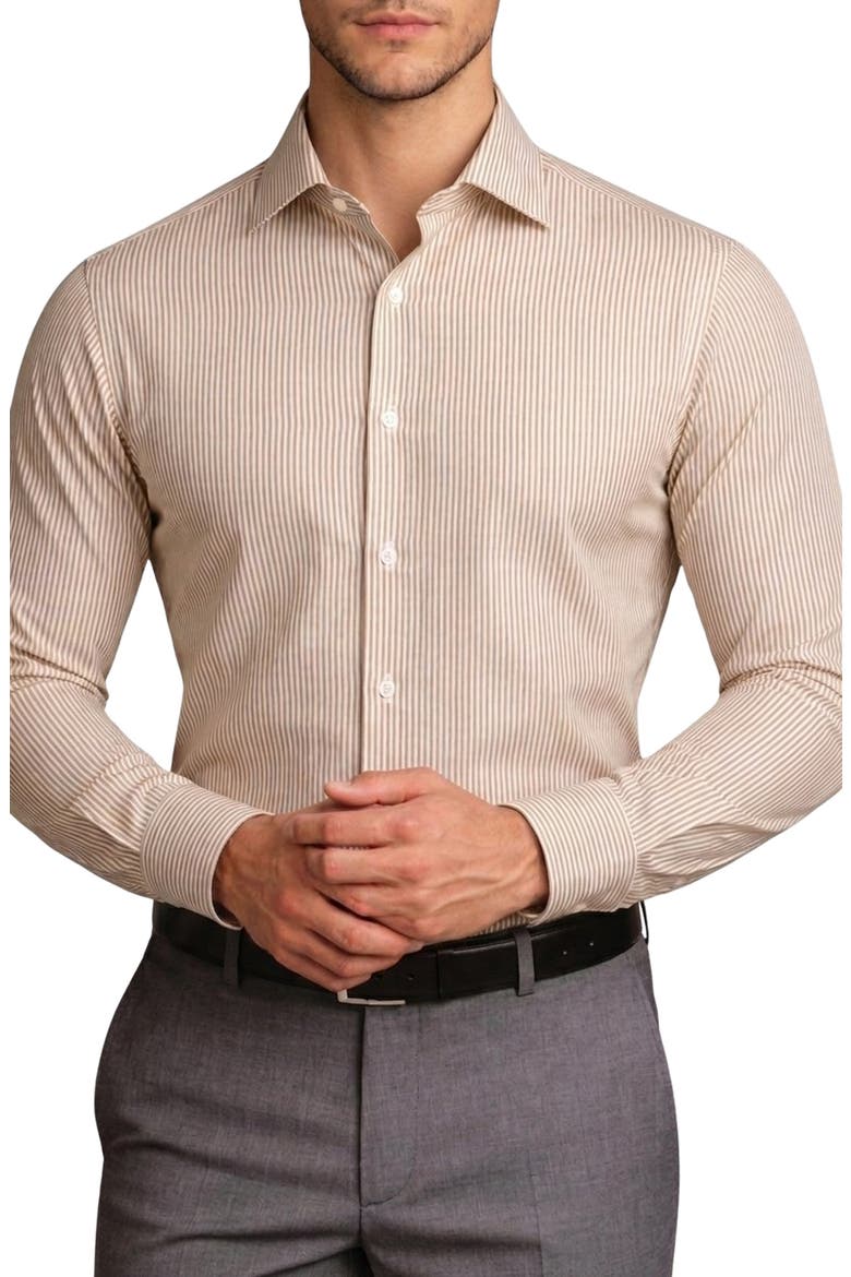 Vertical Stripe Dress Shirt, Main, color, BEIGE