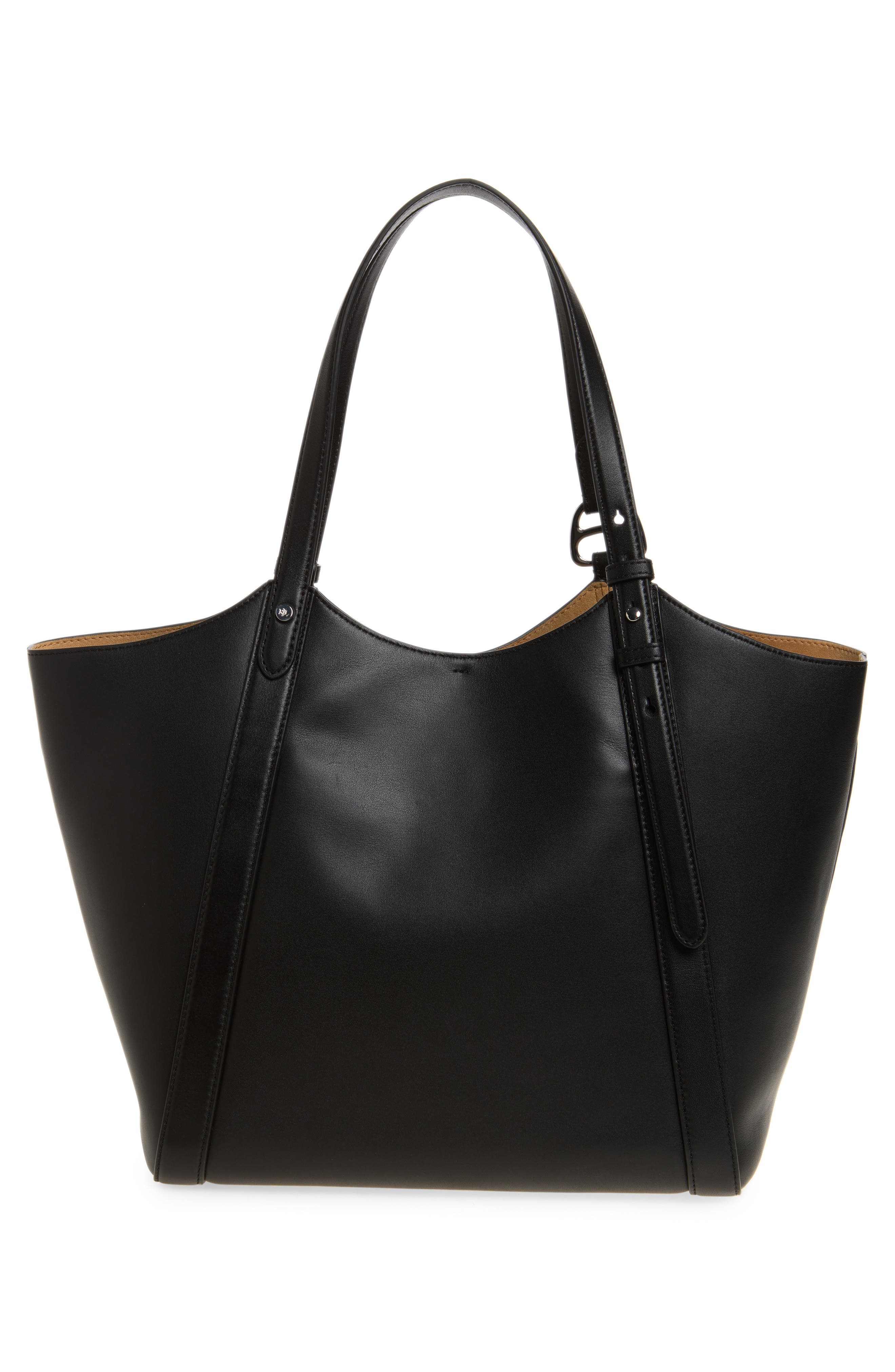 Large Leather Tote, Alternate, color, BLACK