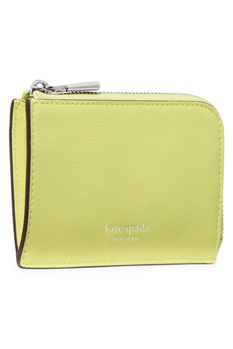 mini smooth leather zip card case, Alternate, color, BOSC PEAR