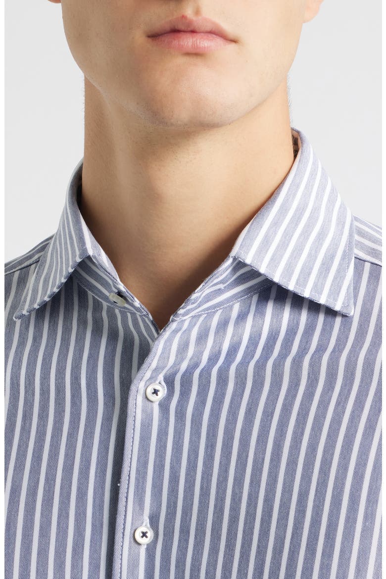 Slim Fit Stripe Non-Iron Dress Shirt, Alternate, color, GREY BLUE