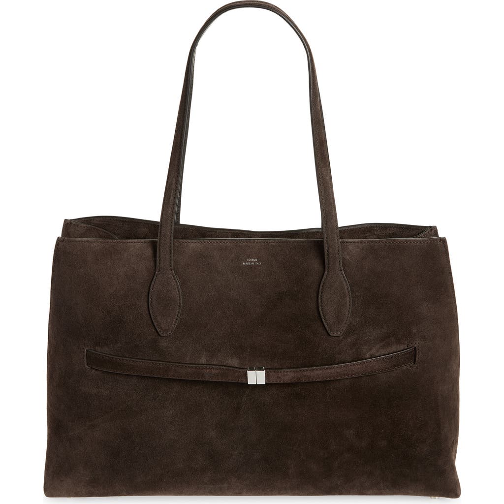Totême Toteme Lounge Belted Suede Tote In Brown