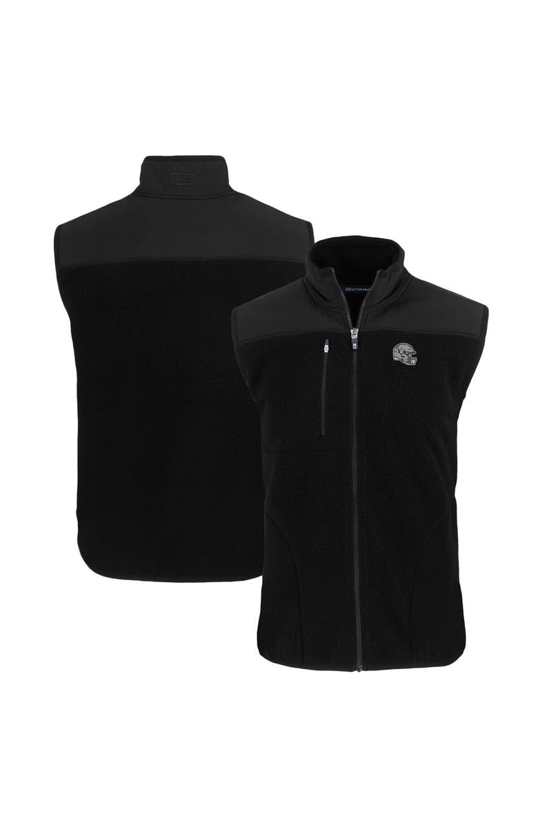 Cutter & Buck Men's Cutter & Buck  Black Las Vegas Raiders Helmet Big & Tall Cascade Eco Sherpa Fleece Full-Zip Vest, Main, color, 