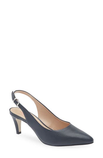 Marc Joseph New York Juliana Slingback Pointed Toe Pump In Navy Napa Soft
