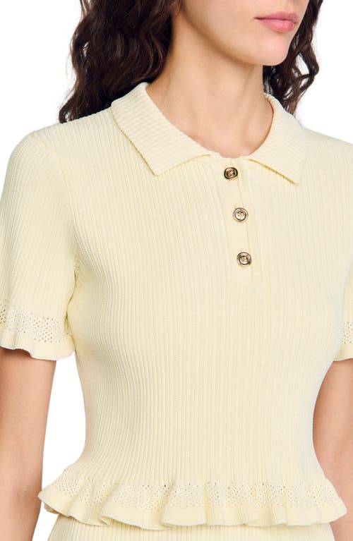 Sandro Flounced Sweater In Light Yellow