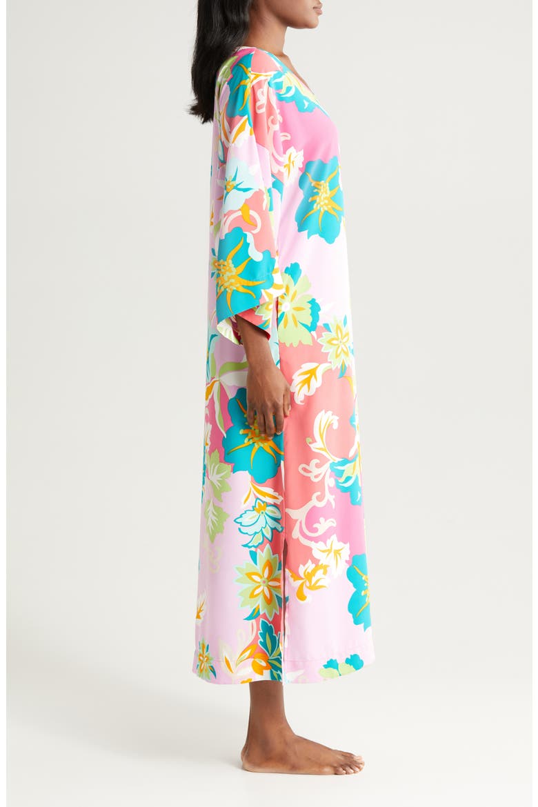 Marabella Floral Caftan, Alternate, color, PINK/ GREEN