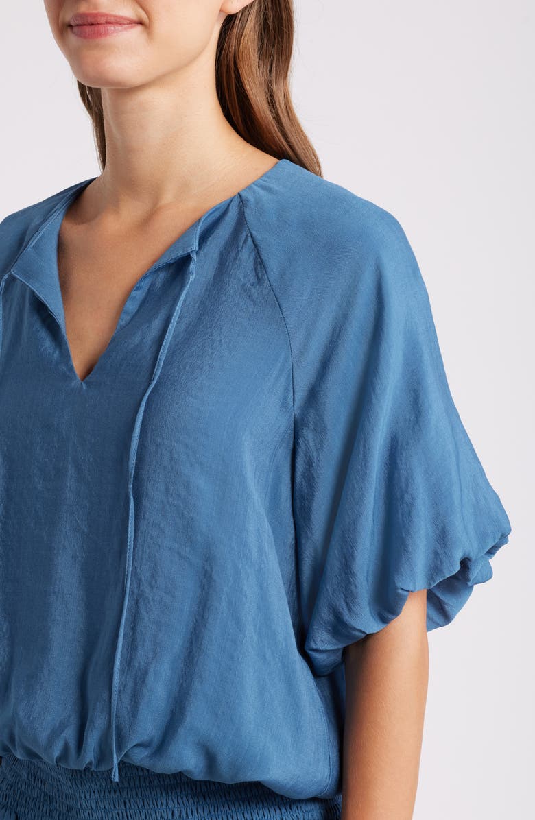 Vince Camuto Bubble Sleeve Smock Waist Top, Alternate, color, Vintage Blue