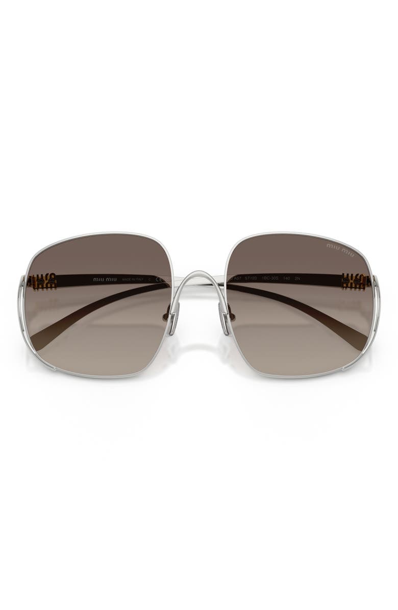 Miu Miu MU A57S 57mm Gradient Square Sunglasses, Alternate, color, Silver/ Grey Gradient