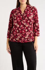 Anne Klein Floral Faux Wrap Top