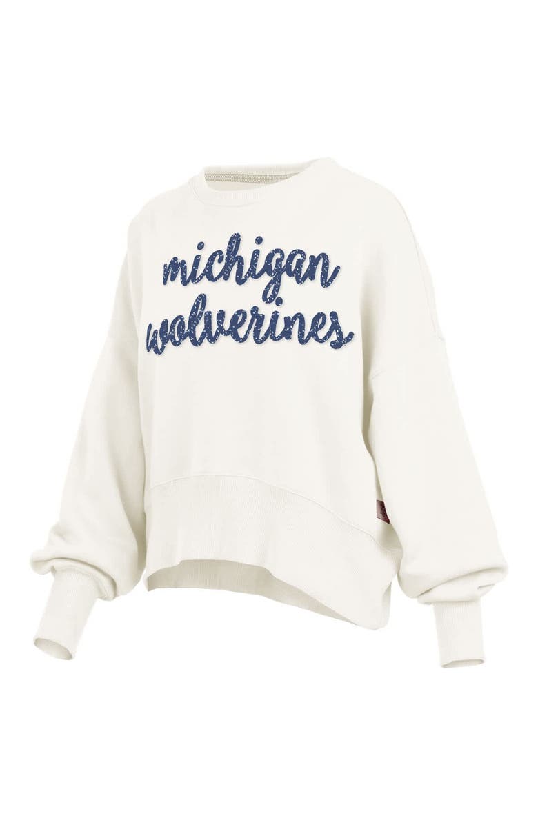 PRESSBOX Women's Pressbox Cream Michigan Wolverines Oversized Chelsea Waist Length Pullover Sweatshirt, Alternate, color, Cream