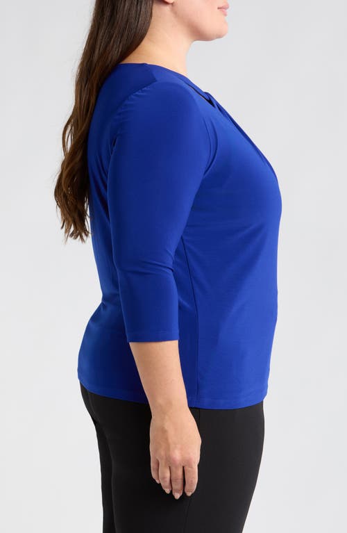 Kasper Twist Neck Cutout Top In Royal Signature