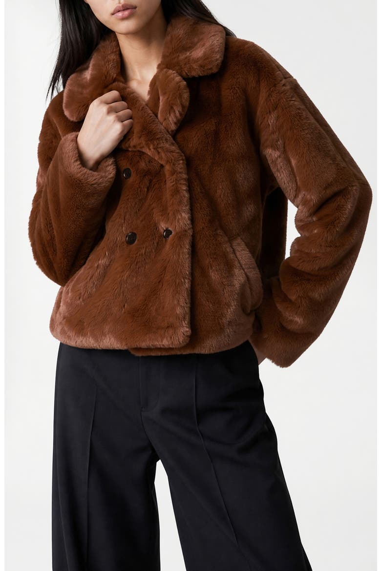 Push Faux Fur Coat, Alternate, color, RUSET