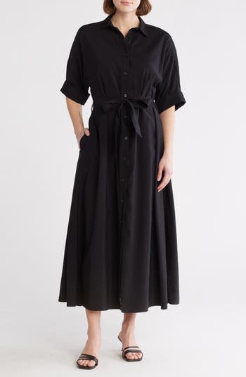 MAX STUDIO Peach Skin Roll Sleeve Shirtdress | Nordstromrack