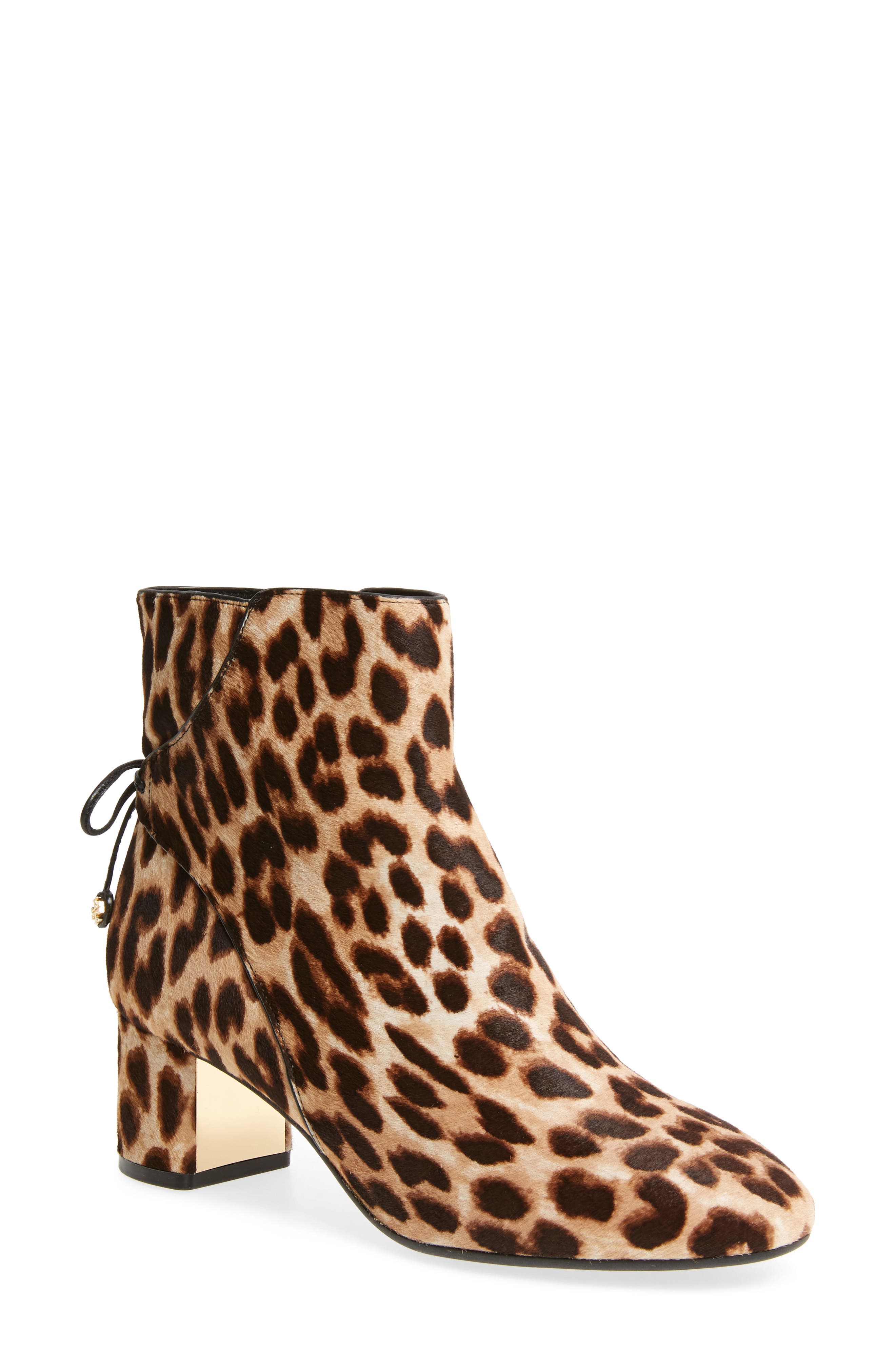 Laila Genuine Calf Hair Bootie, Main, color, LEOPARD CALF HAIR