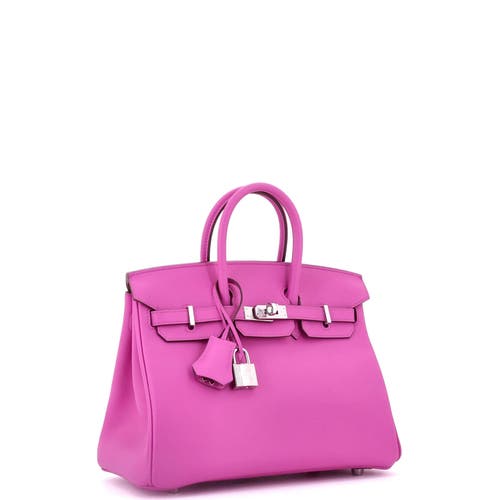 Pre-owned Hermes Hermes Birkin Handbag Pink Swift With Palladium Hardware 25 In White