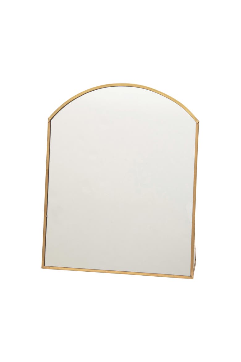 Arched Metal Framed Standing Mirror, Brass, Alternate, color, Brass