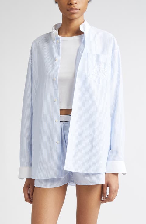 H&W Crest Oversize Oxford Button-Down Shirt