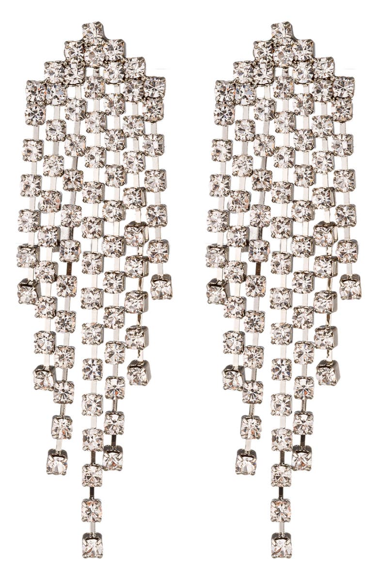 EYE CANDY LOS ANGELES Crystal Fringe Statement Earrings, Main, color, Gold