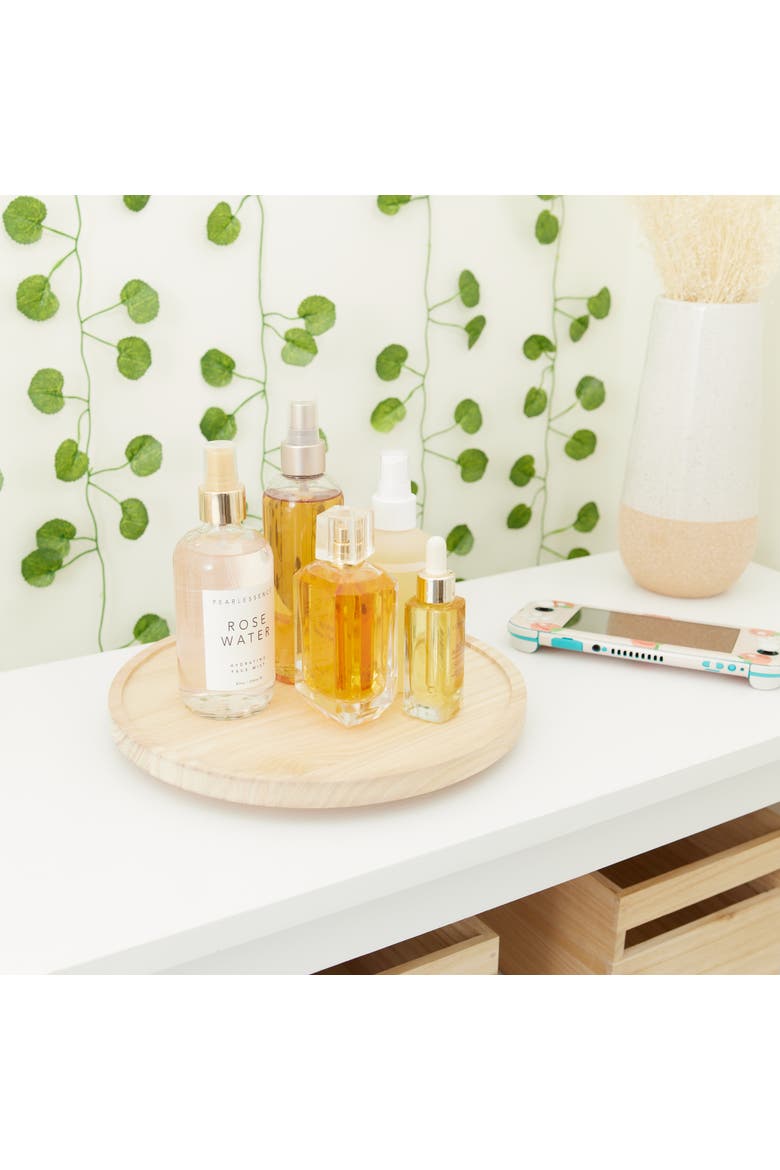 Set of 3 Round 10.5-Inch Paulownia Wood Lazy Susan, Natural, Alternate, color, Natural