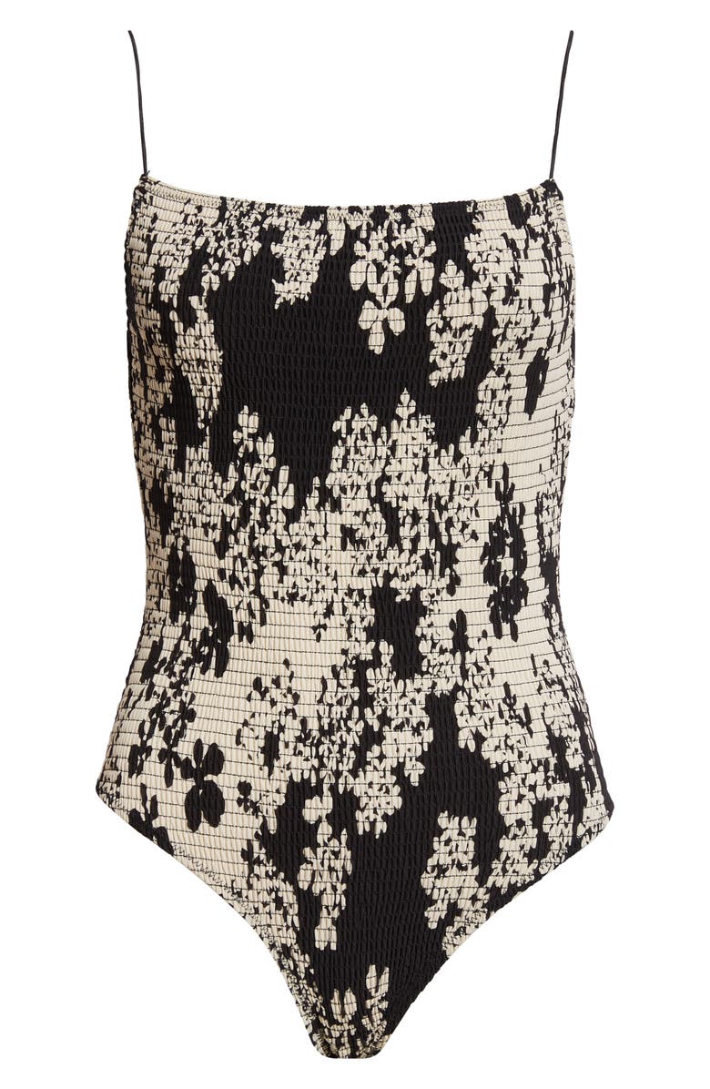 TOTEME Smocked One-Piece Swimsuit, Alternate, color, 