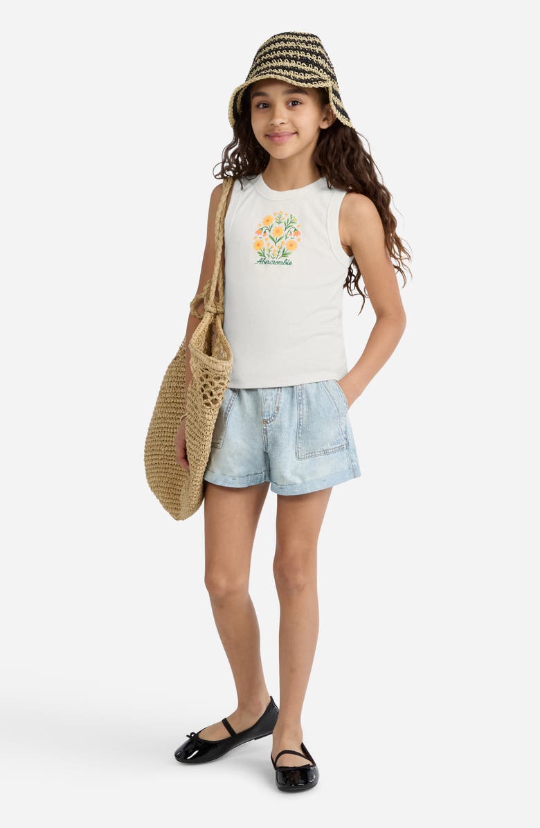 abercrombie kids Kids' Floral Boho Cotton Blend Tank, Alternate, color, Jet Stream