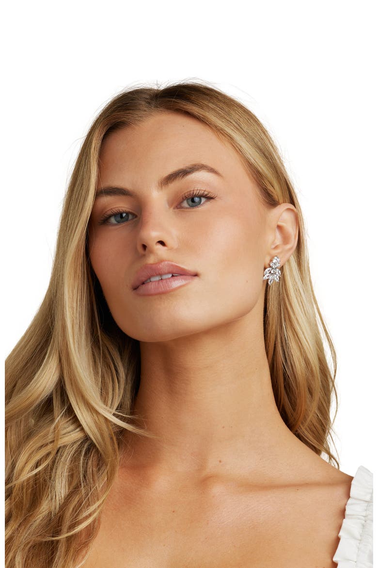 Carla Crystal Stud Earrings, Alternate, color, Silver