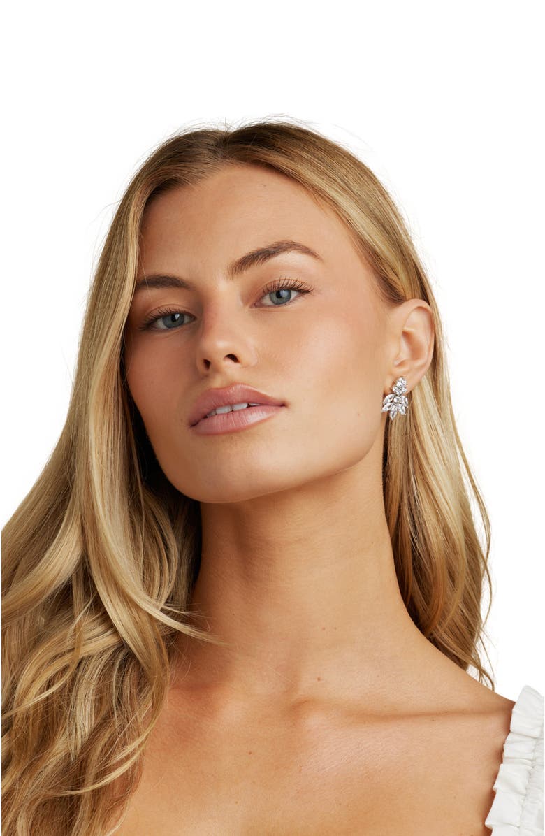 Untamed Petals Carla Crystal Stud Earrings, Alternate, color, Silver