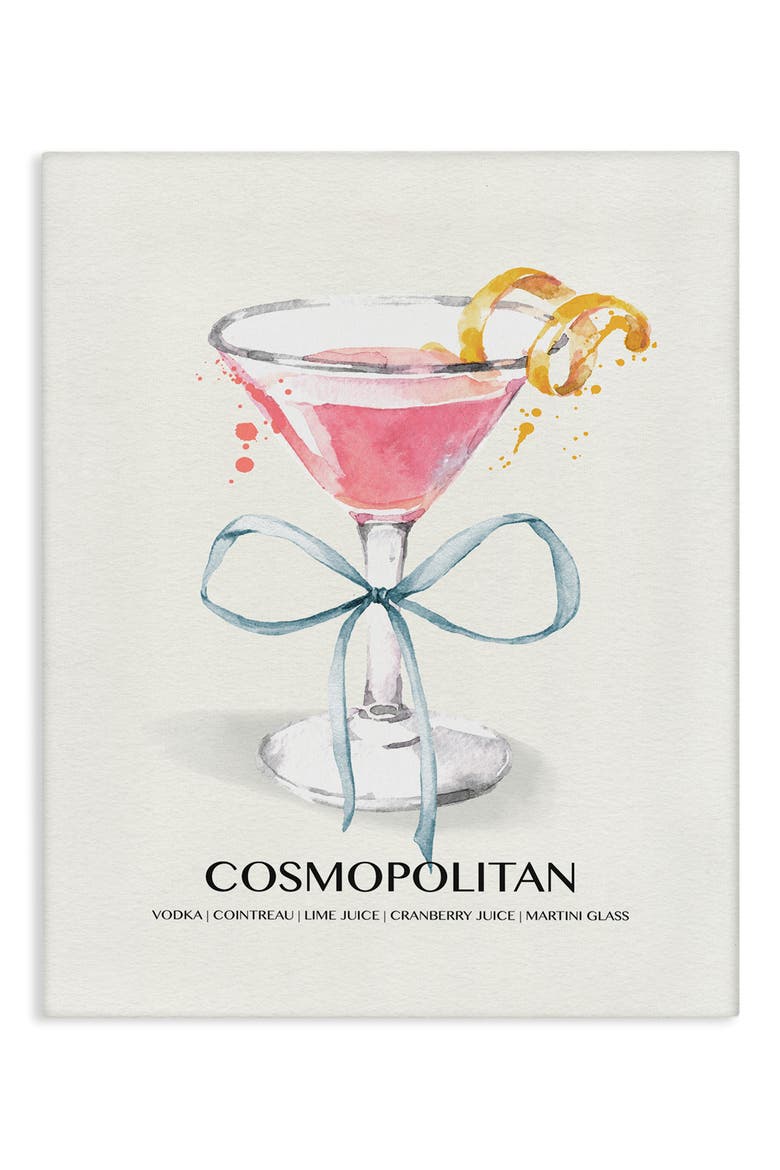 Cosmo Bow Framed Canvas Wall Art, Main, color, PINK