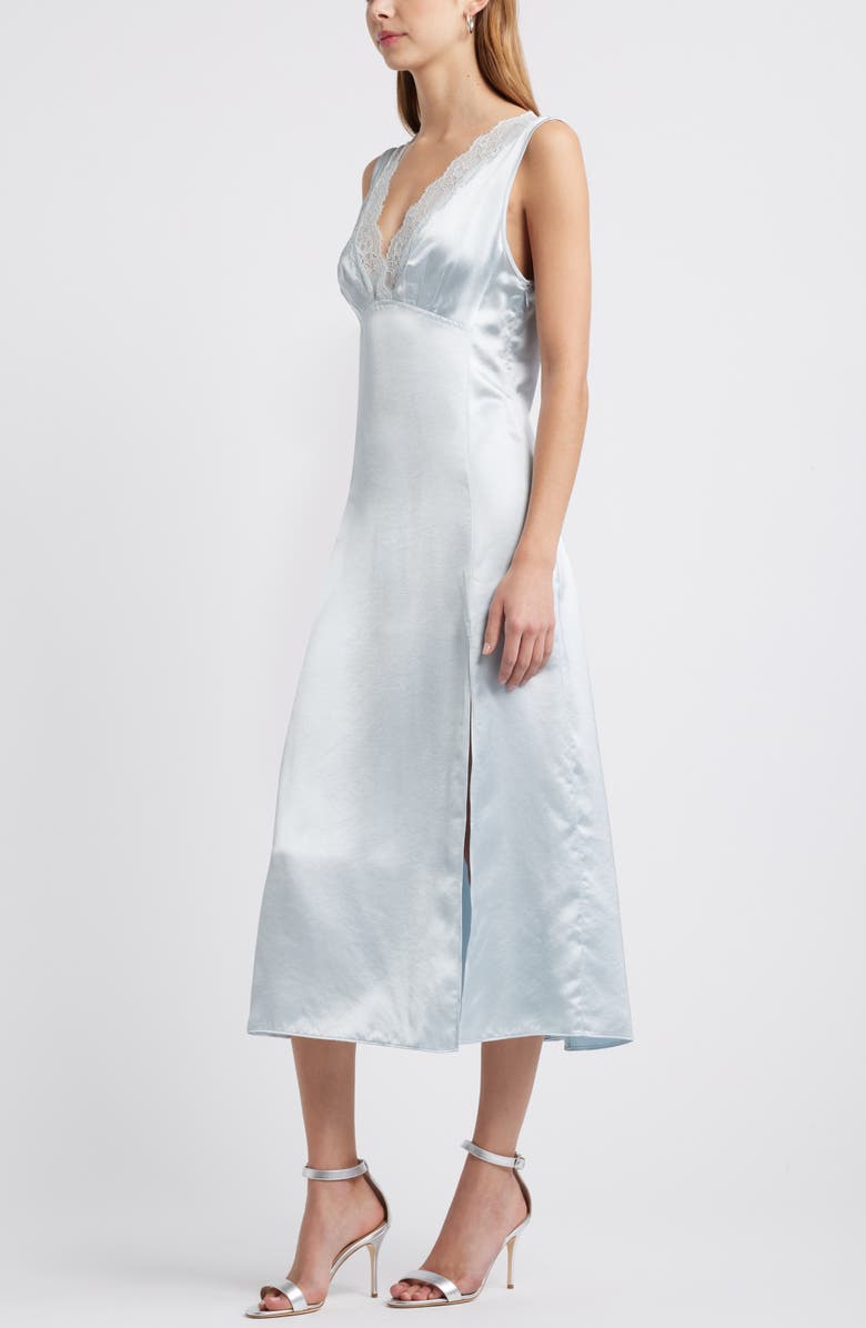 Open Edit Lace Trim Satin Slipdress, Alternate, color, Blue Air