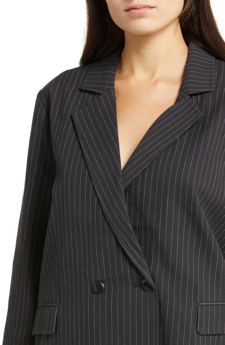 THE GREAT. The Shlumpy Cotton Blazer, Alternate, color, Wide Smokey Stripe