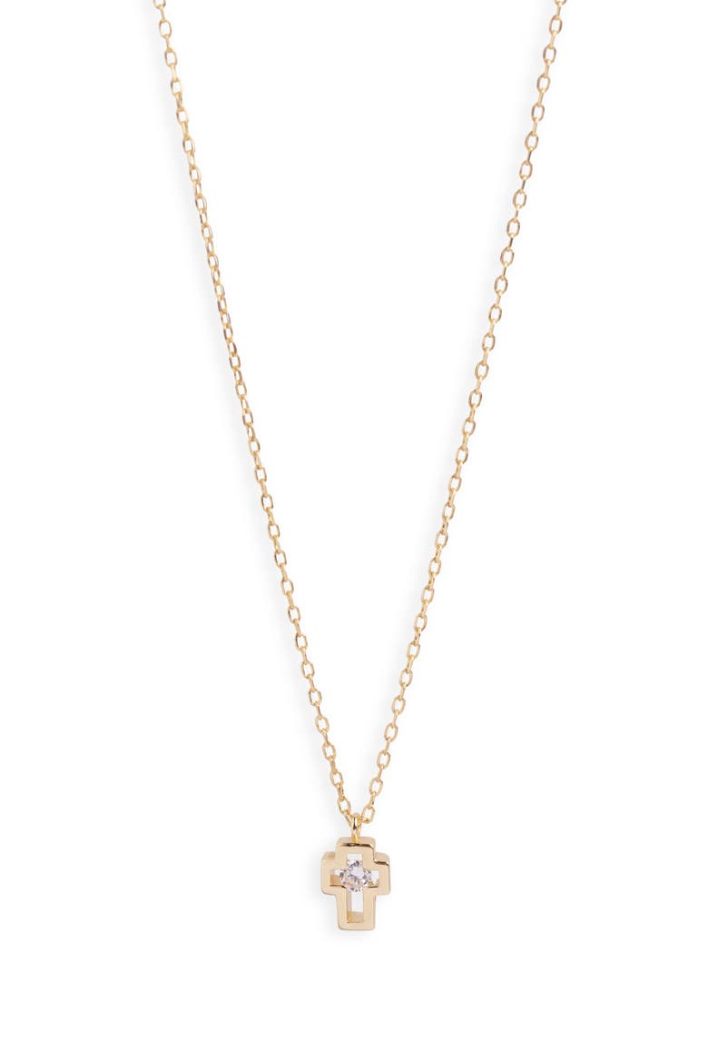 Mini Cross Pendant Necklace, Main, color, GOLD