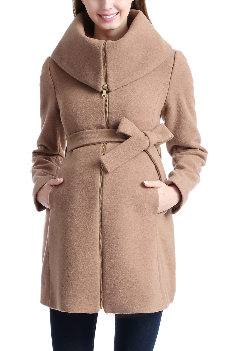 Kimi & Kai Mia Maternity Wool Coat, Main, color, Camel