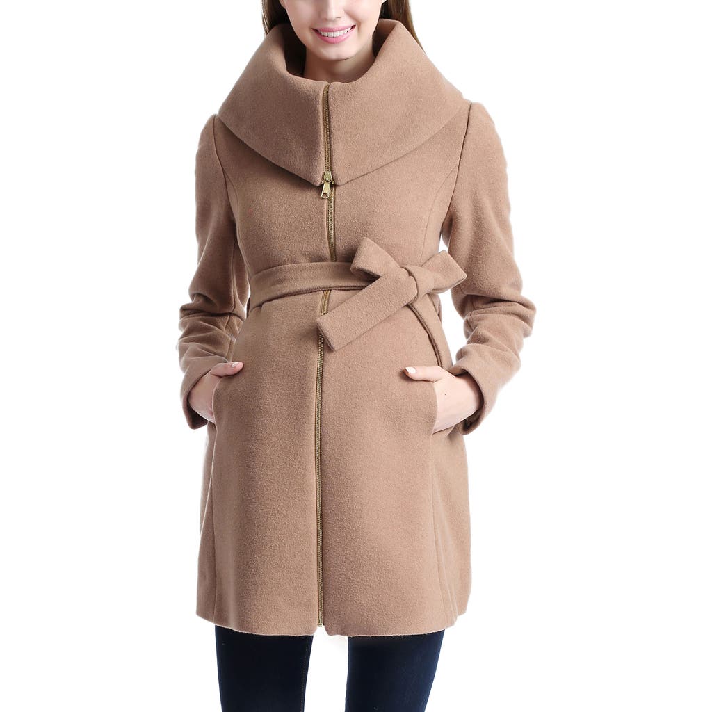 Kimi & Kai Mia Maternity Wool Coat In Animal Print