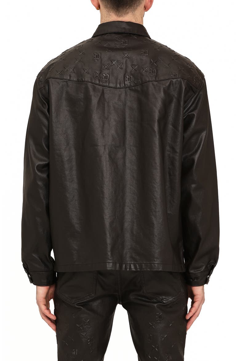 Mono Embossed Button-Up Shirt, Alternate, color, BROWN