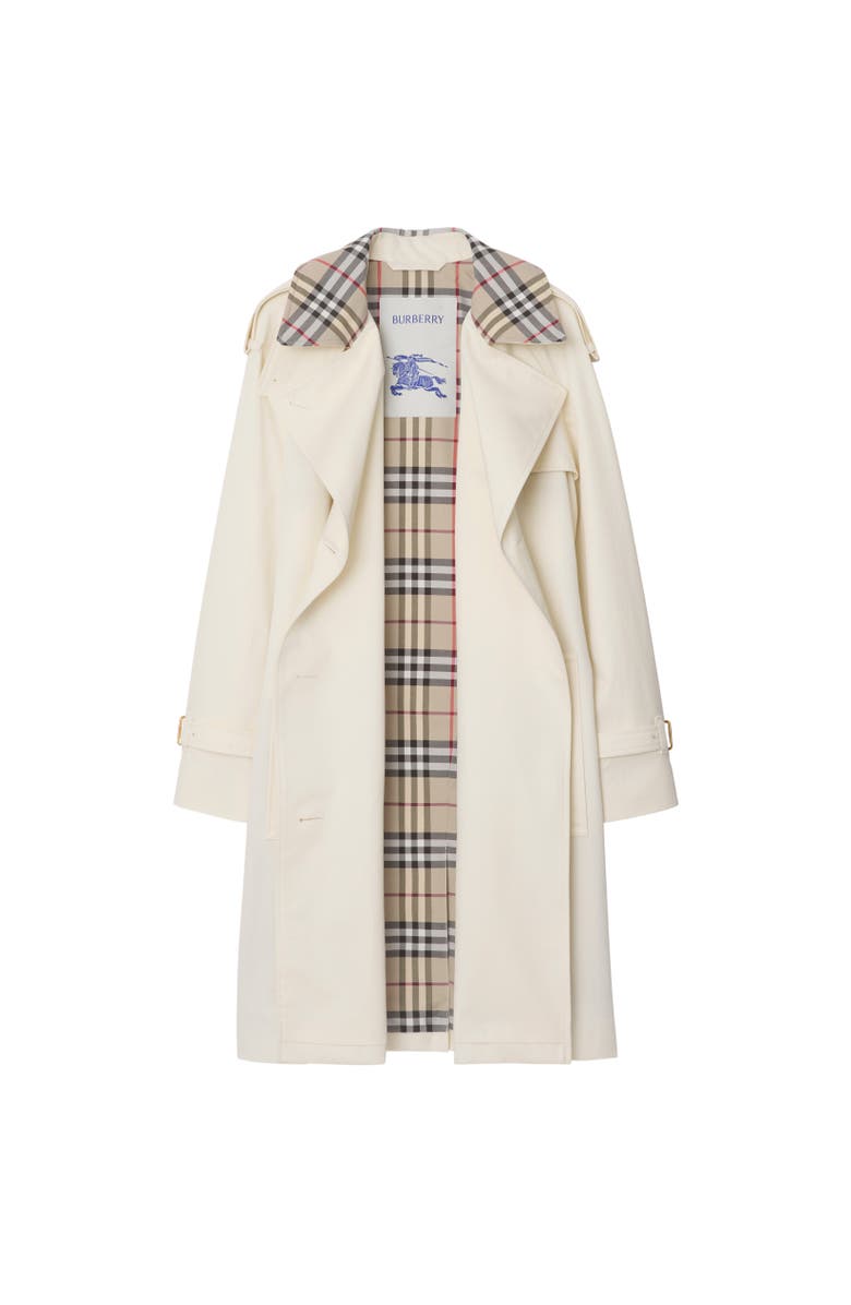 Burberry Mid-length Check Collar Castleford Trench Coat, Alternate, color, Cotton
